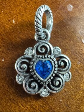 Brighton September Birthstone Heart Pendant in Silver & Sapphire Blue